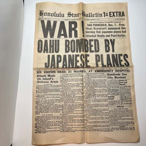 Vintage Pearl Harbor Honolulu Star Reproduction/Reprint Newspaper - Picture 1 of 9